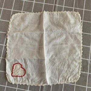 Vintage Handkerchief with Embroidered Heart